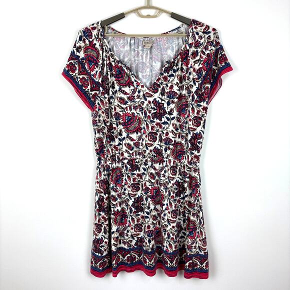 Lucky Brand Short Sleeve Floral Dress *flaw* knit fabric with stretch Boho XL - Picture 1 of 8
